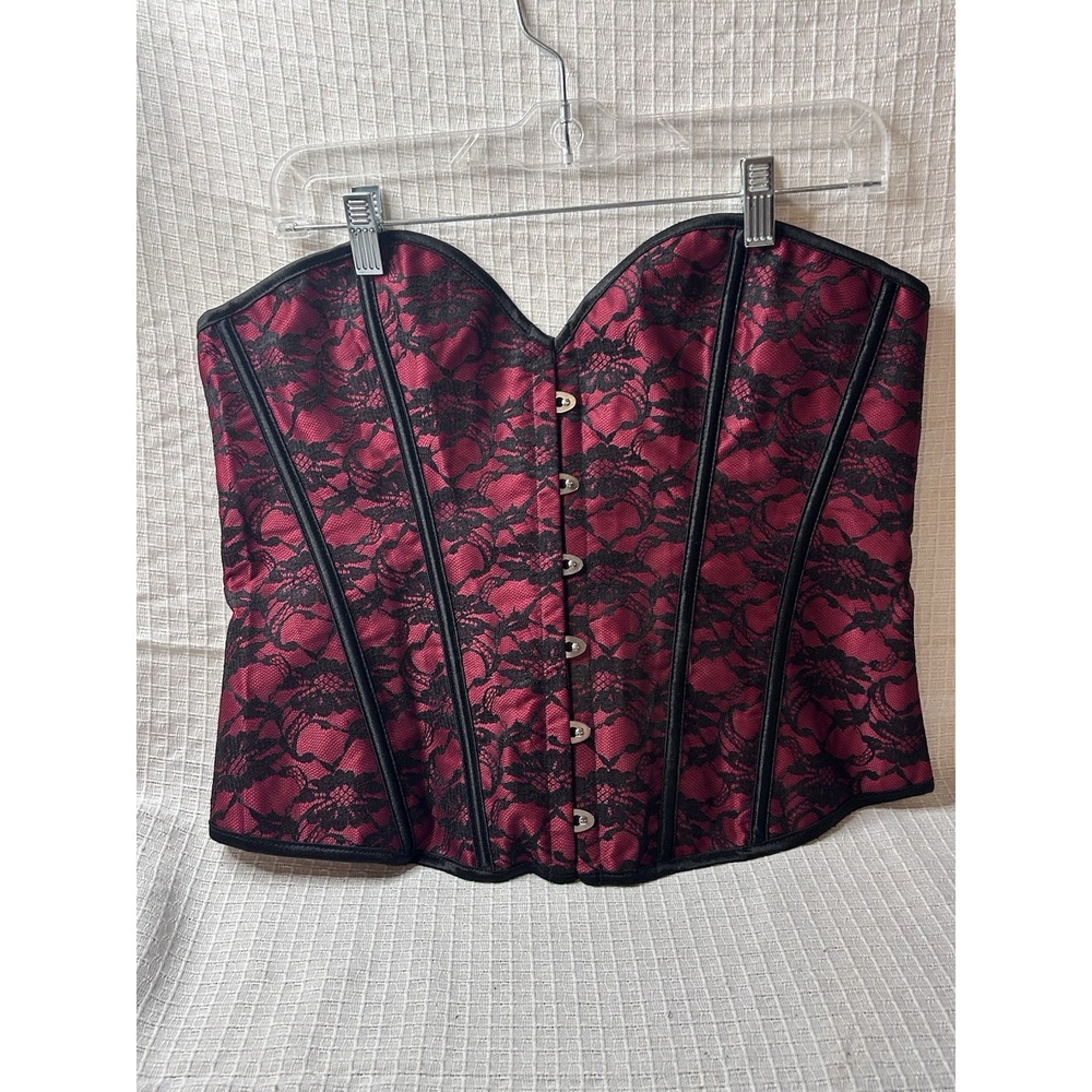 Red and Black Corset Adjustable Sexy Playful Mistress Elegant Size XL